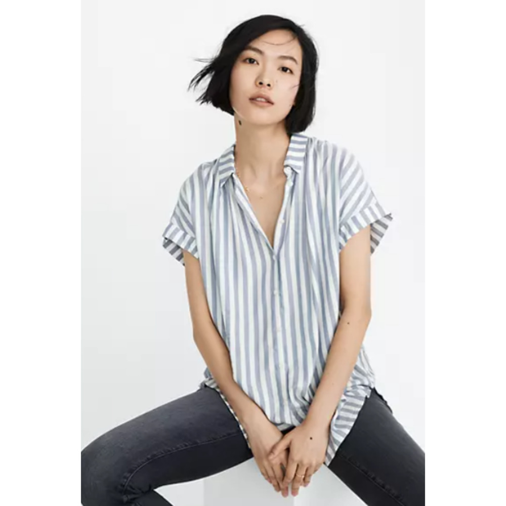 Madewell Women's size M Medium Central Button Down Shirt in Pompano Stripe